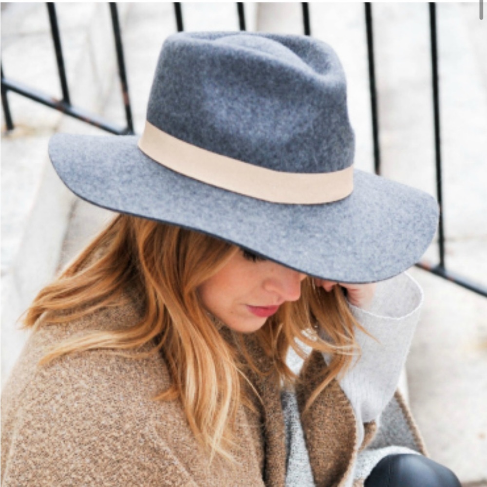 Sole Society Wool Oversized Fedora Gray EUC